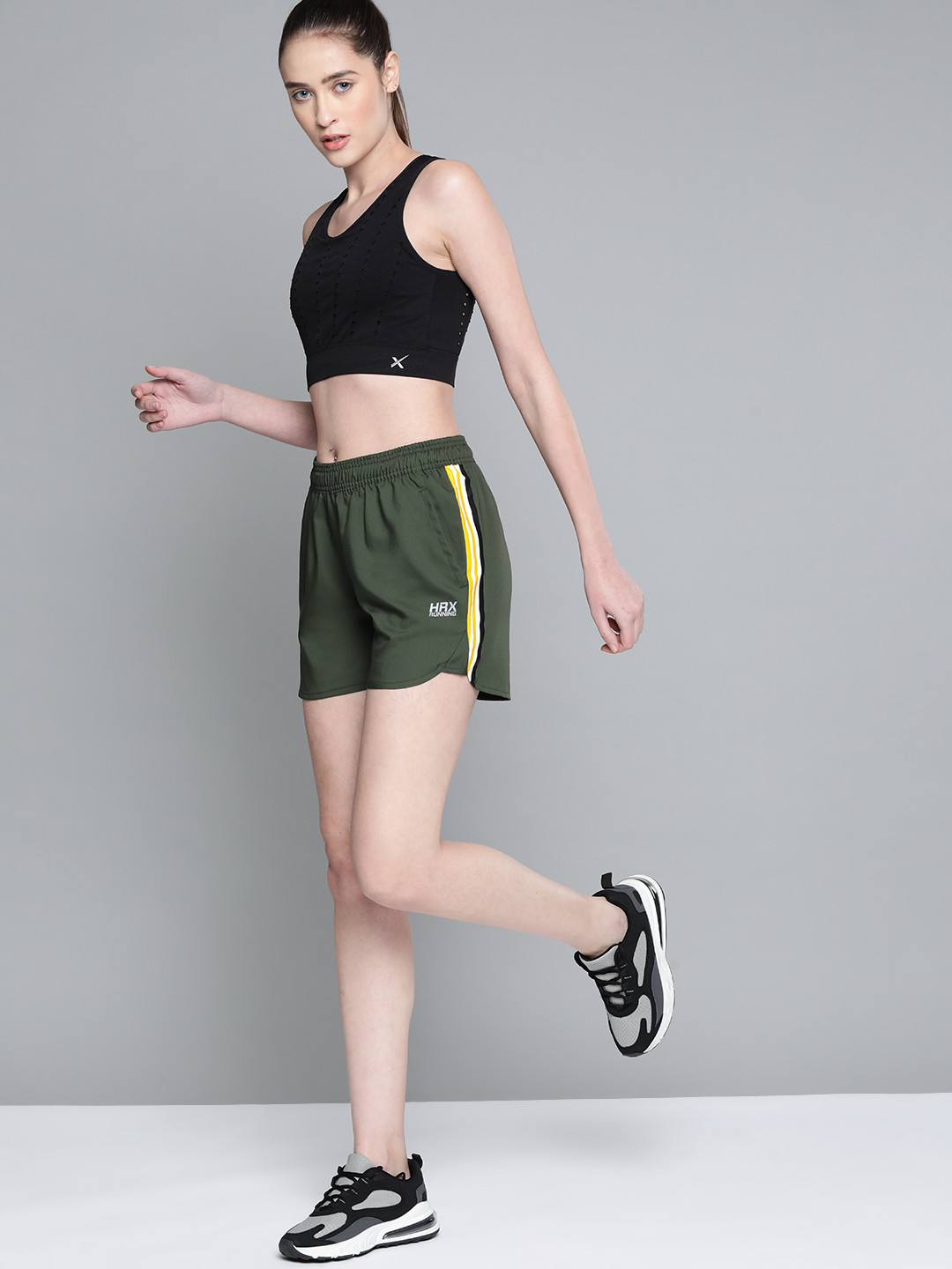 

HRX By Hrithik Roshan Running Women Burnt Olive Rapid-Dry AOP Shorts