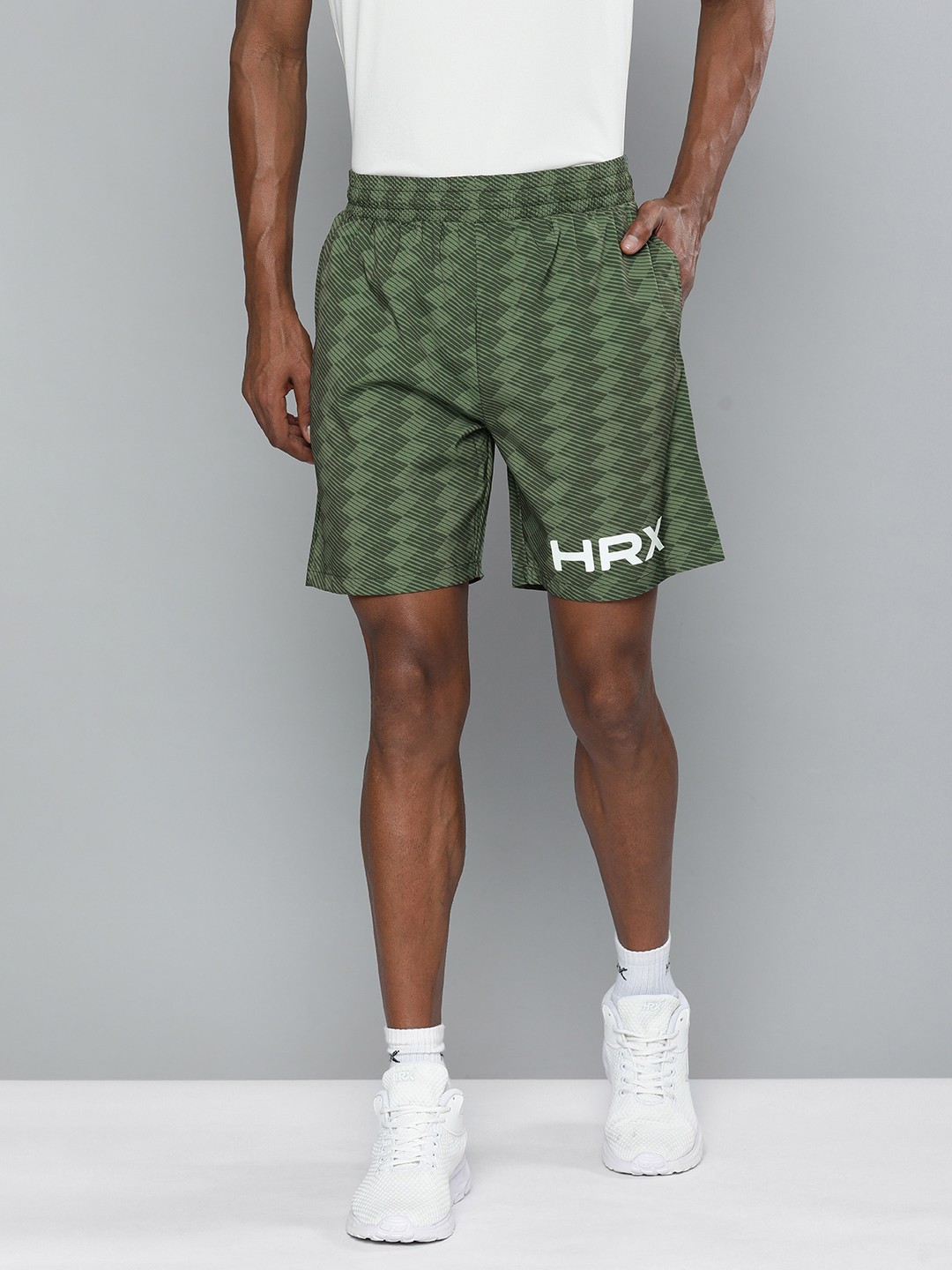 

HRX By Hrithik Roshan Training Men Kombu Green Rapid-Dry Brand Carrier Shorts, Olive