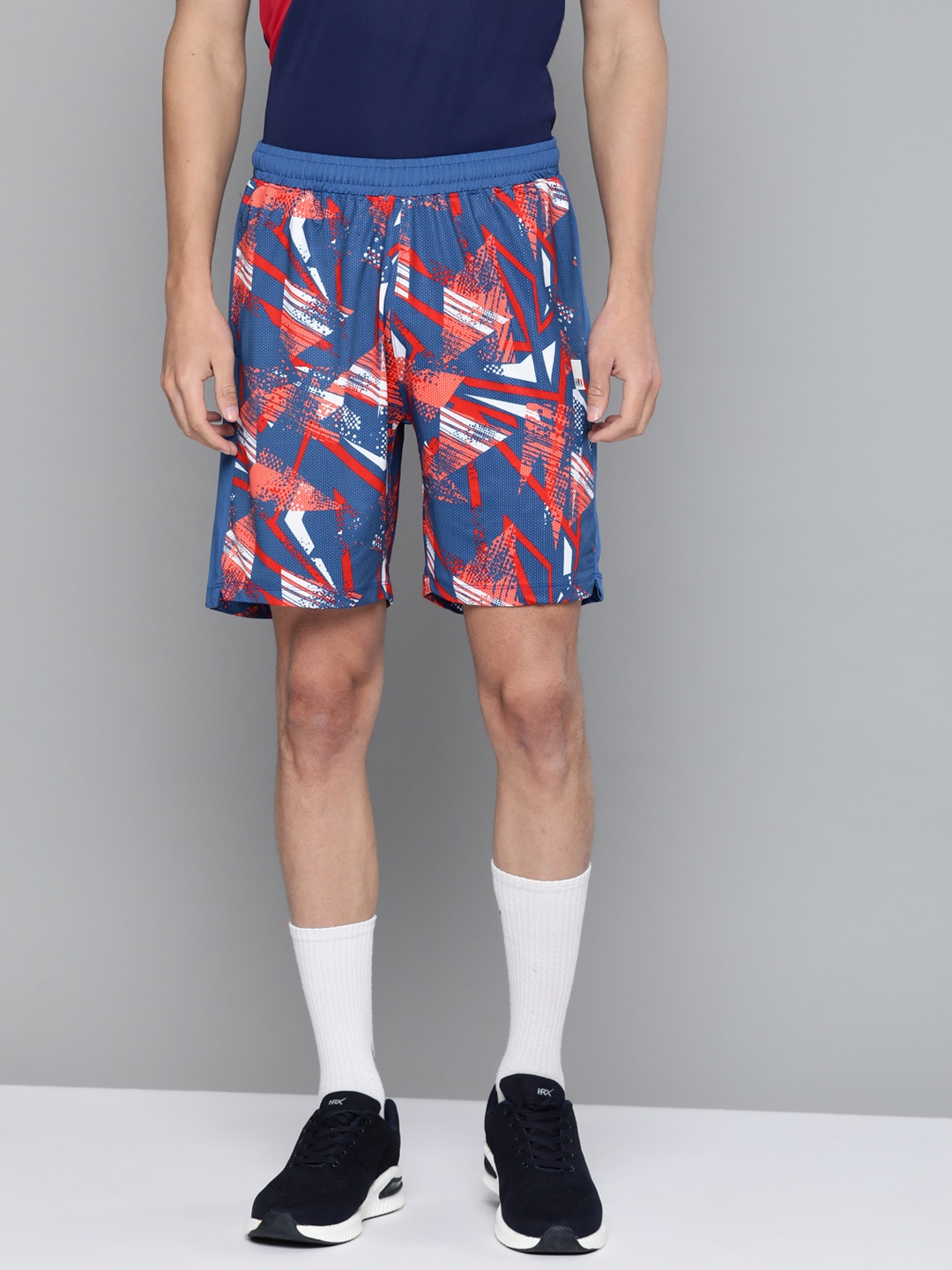 

HRX By Hrithik Roshan Racket Sports Men Strong Blue Rapid-Dry AOP Shorts