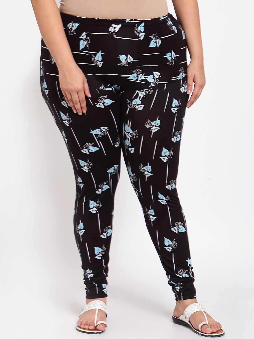 

KLOTTHE Women Plus Size Black & Blue Printed Ankle-Length Leggings