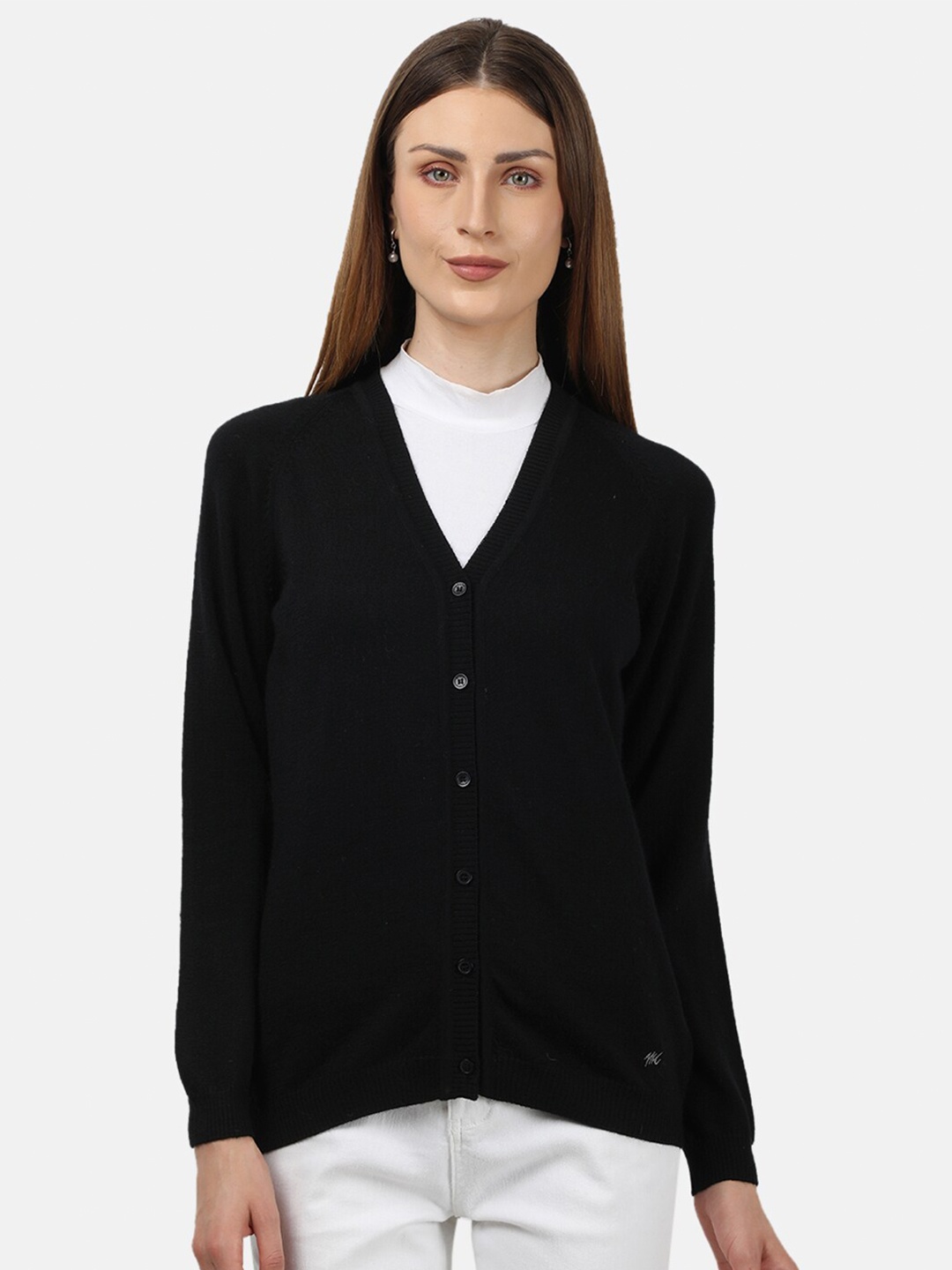 

Monte Carlo Women Black Pure Wool Cardigan Sweater