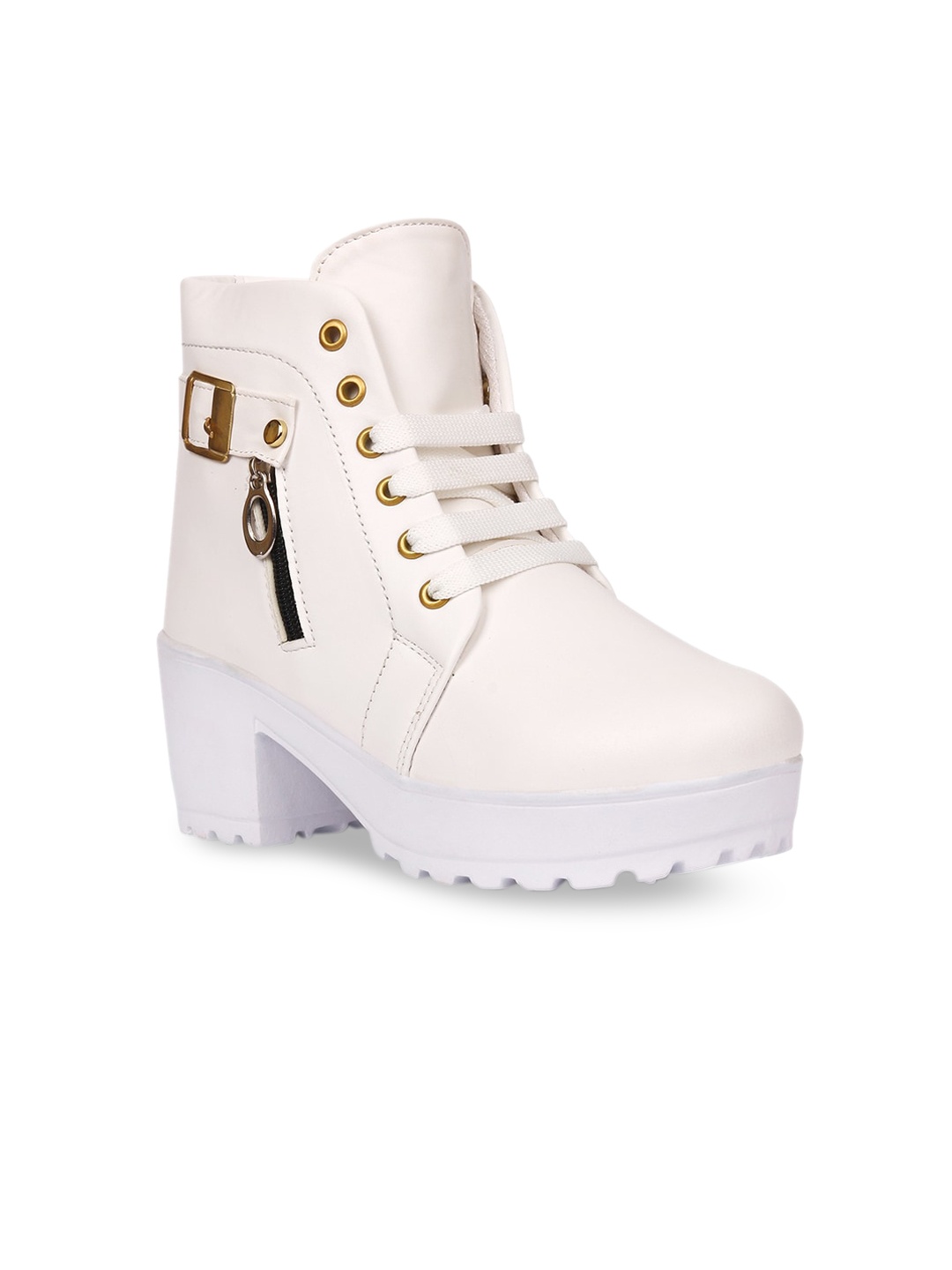 

Longwalk Women White Block Heeled Boots