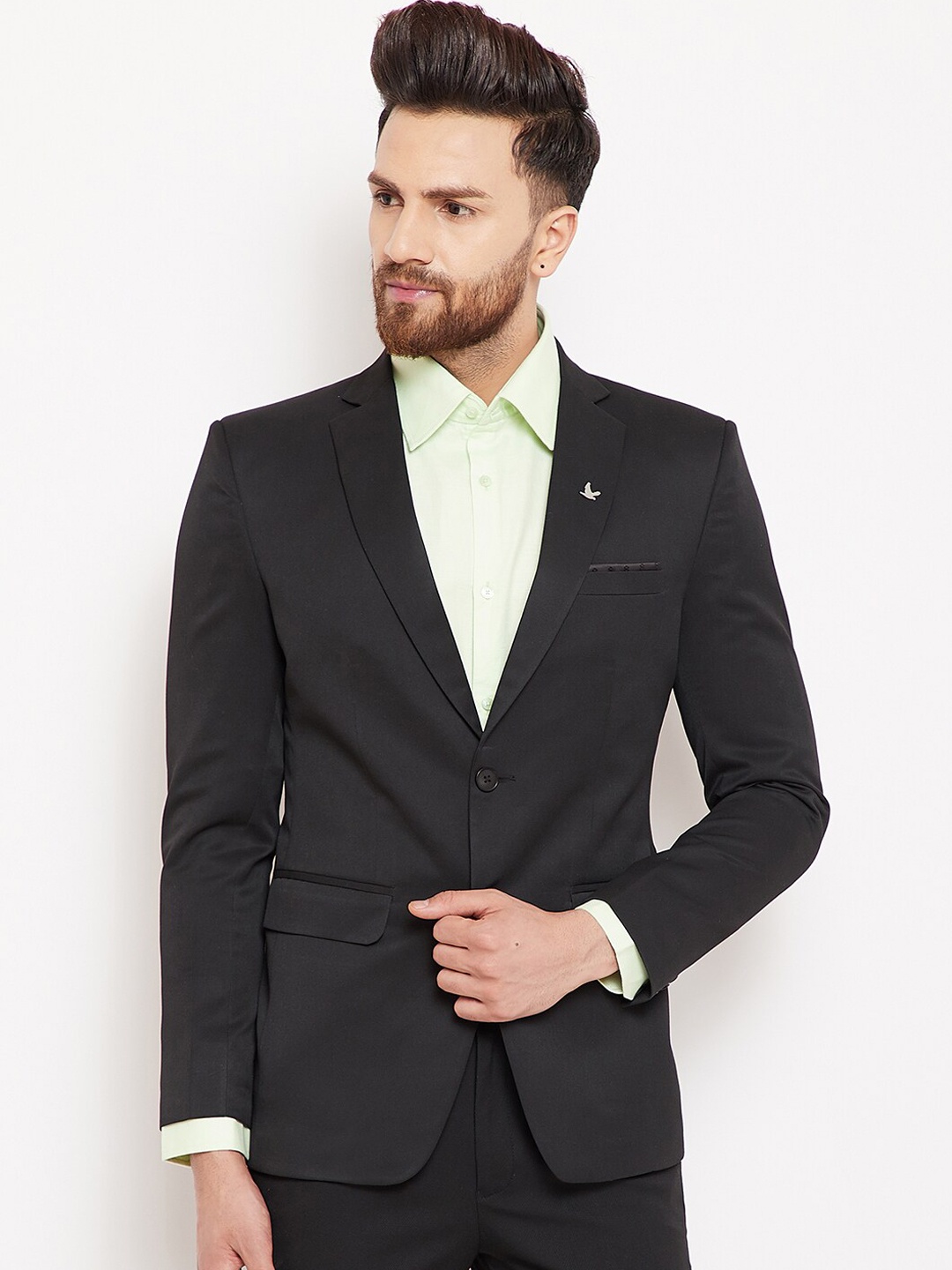 

Canary London Men Black Solid Slim-Fit Single-Breasted Blazer