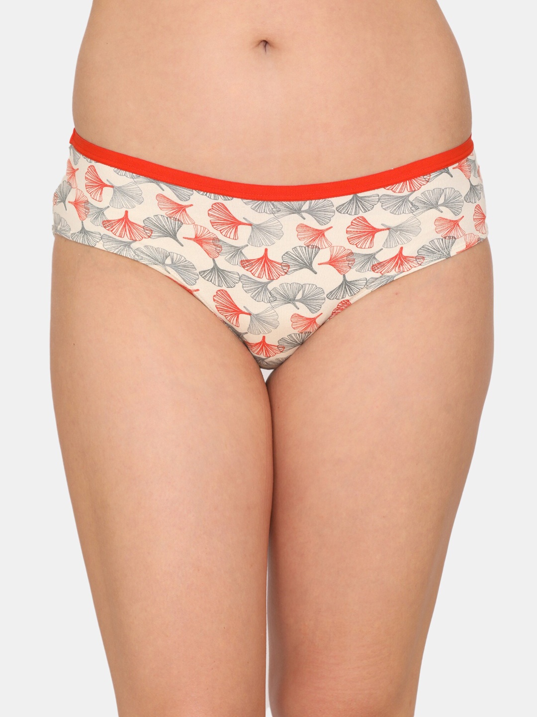 

Zivame Women Off-White & Red Printed Hipster Briefs