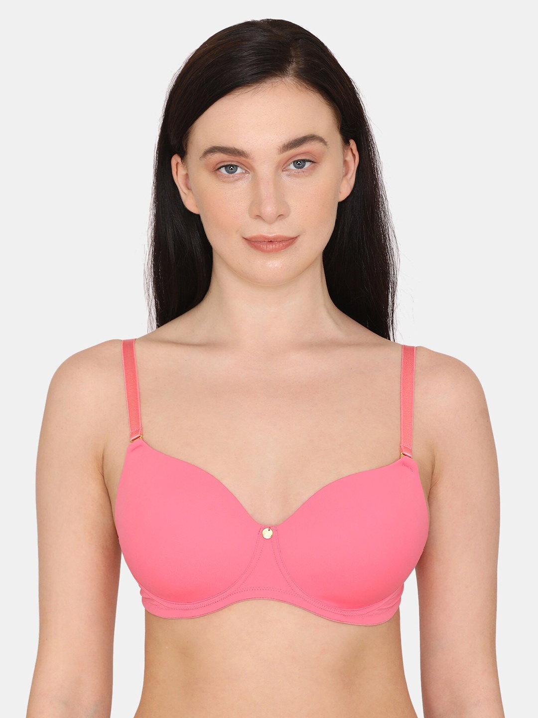 

Zivame Pink Beautiful Basics T-shirt Bra - Lightly Padded Non Wired Low Back