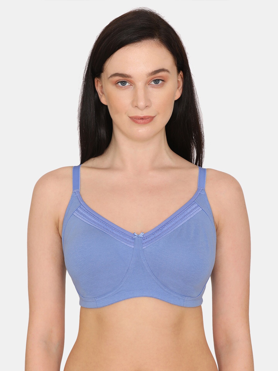 

Zivame Women Blue Solid Full Coverage Non wired Everyday Bra