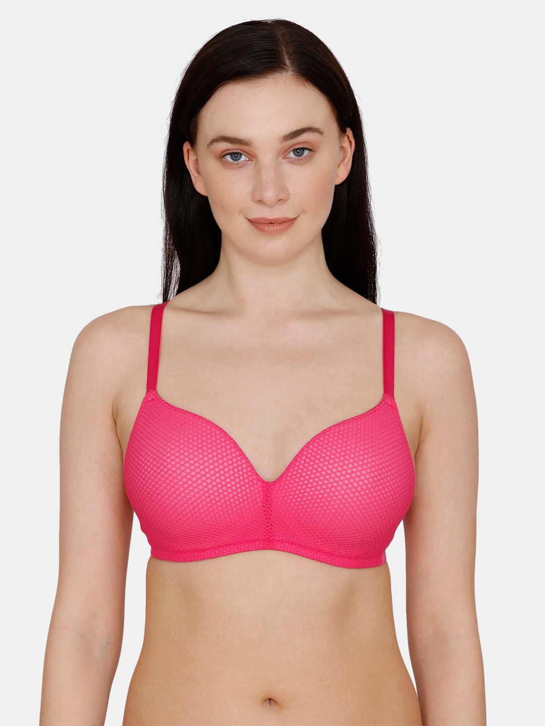 

Zivame Pink Solid Non Wired Medium Coverage T-shirt Bra ZI10T9FASHAPINK-Pink