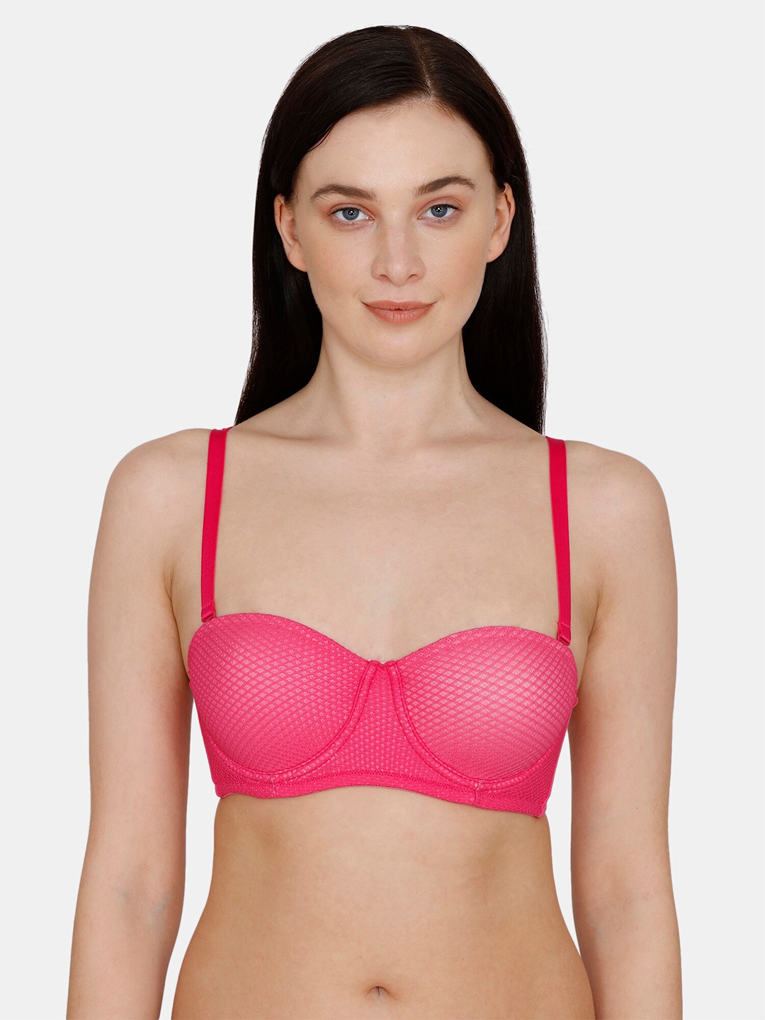 

Zivame Pink & White Printed Underwired Lightly Padded T-shirt Bra