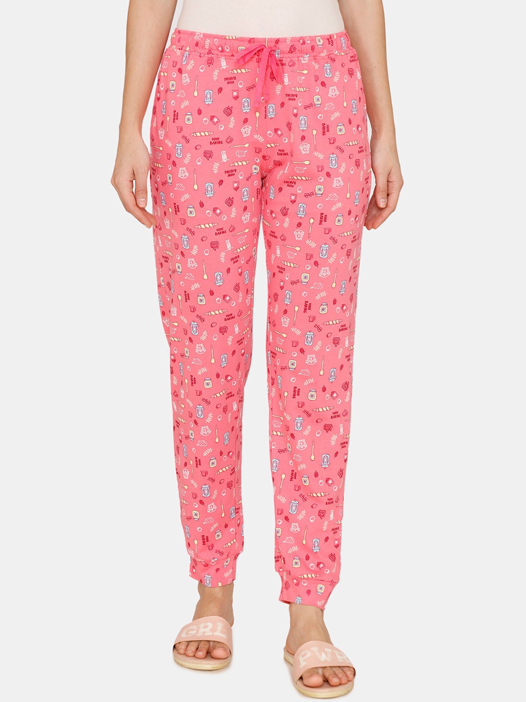 

Zivame Women Pink Conversational Print Lounge Pants