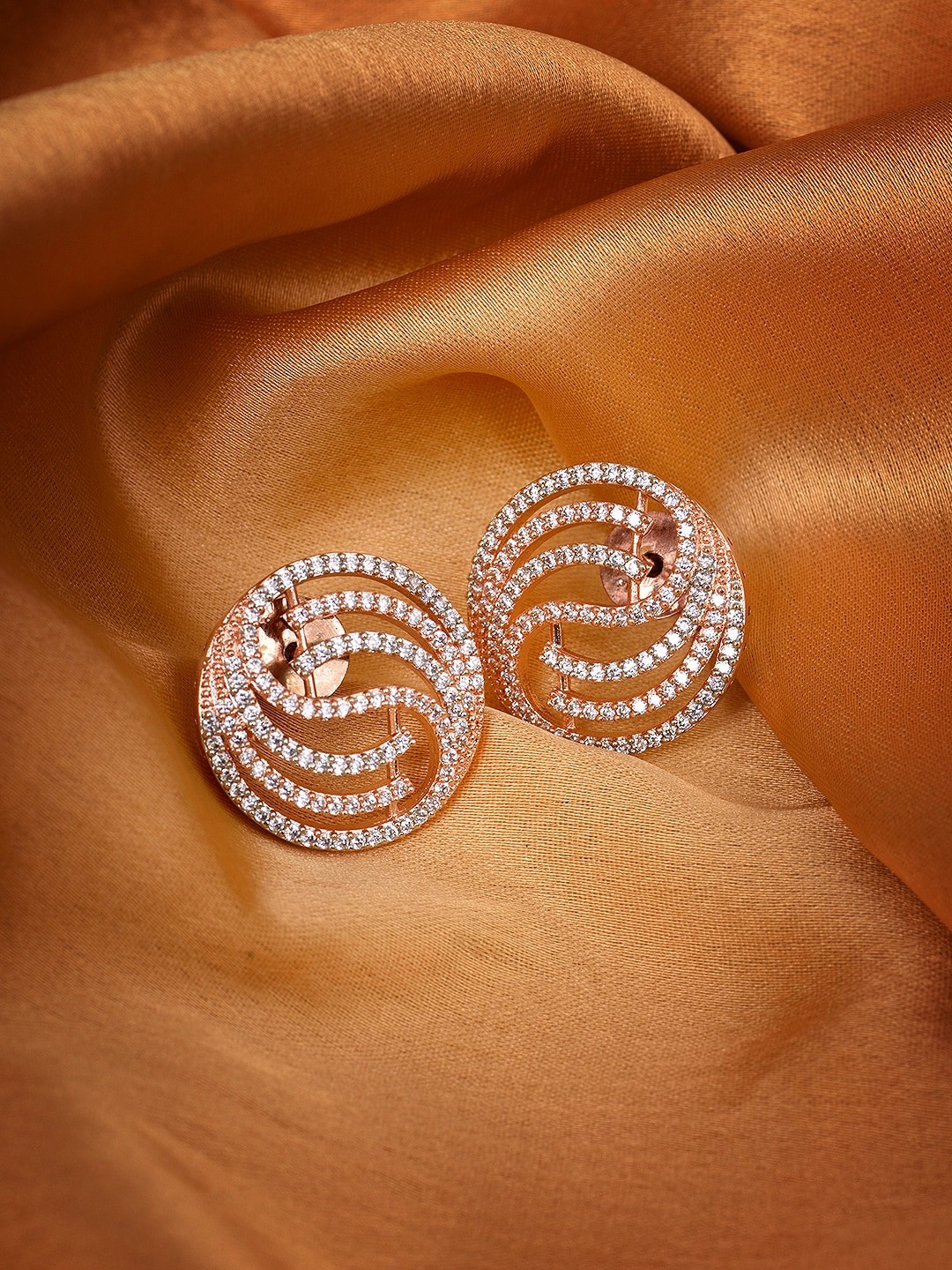 

Saraf RS Jewellery Rose Gold & White Contemporary Studs Earrings