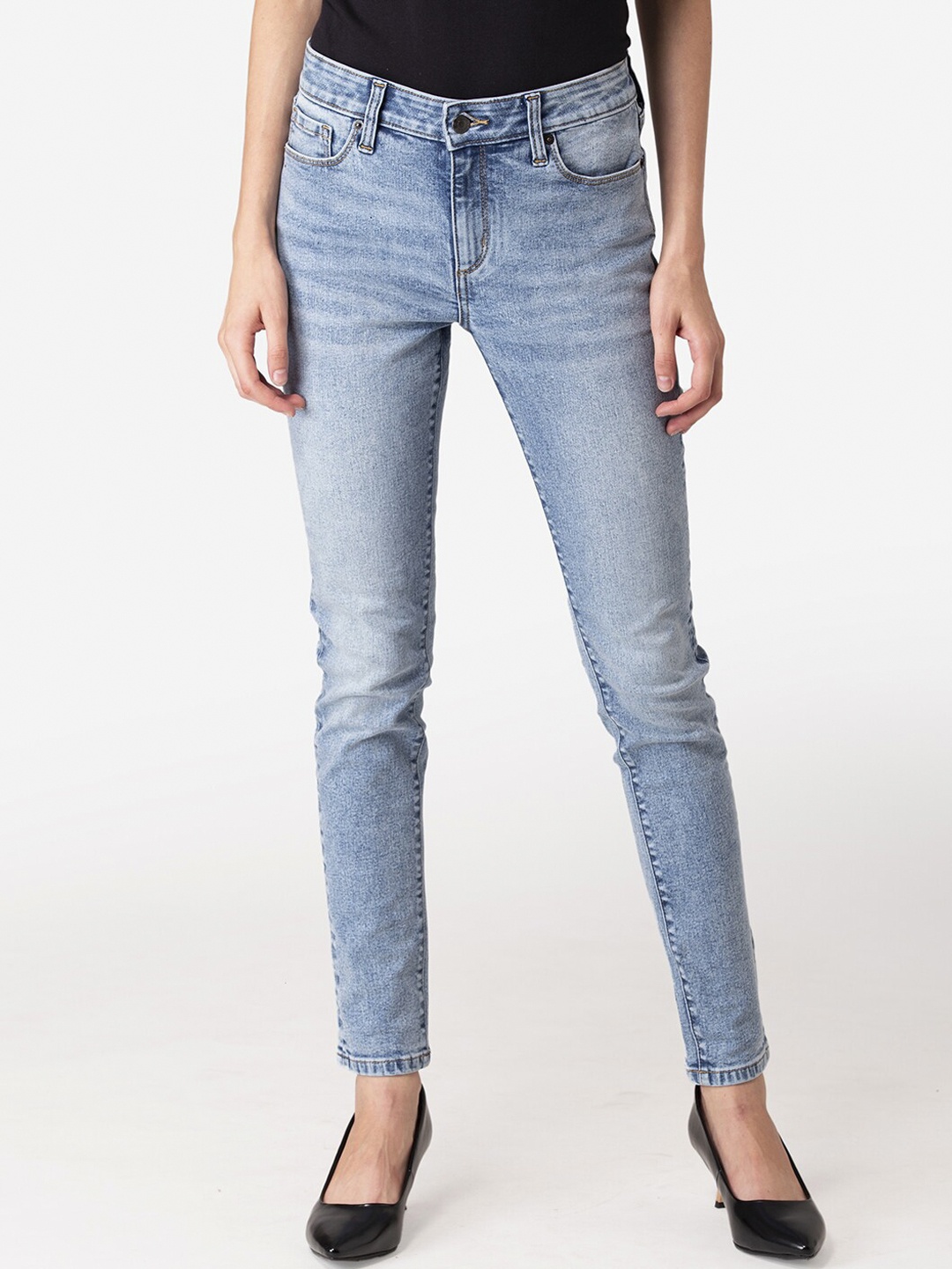 

Mode by Red Tape Women Blue Skinny Fit Stretchable Heavy Fade Jeans
