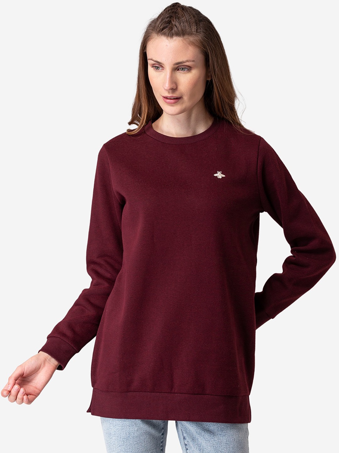 

Mode by Red Tape Women Maroon Solid Pullover Sweatshirt