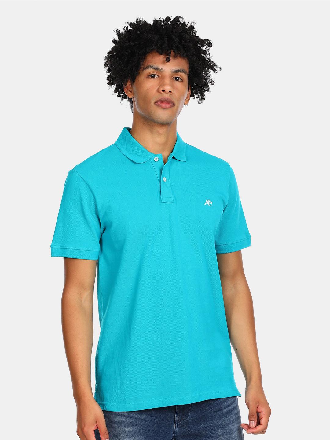 

Aeropostale Men Blue Applique Pure Cotton T-shirt