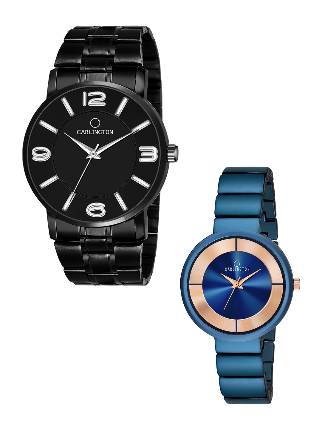 

CARLINGTON Unisex Black & Blue Watches Combo CT-6030BB and 114 Blue Pack-2