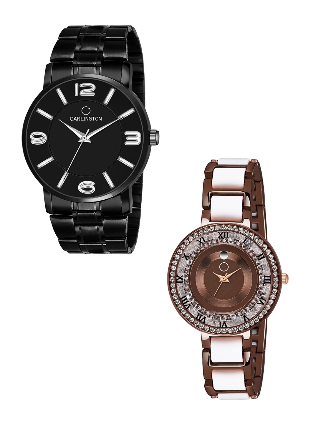 

CARLINGTON Unisex Black & Brown Watch Gift Set