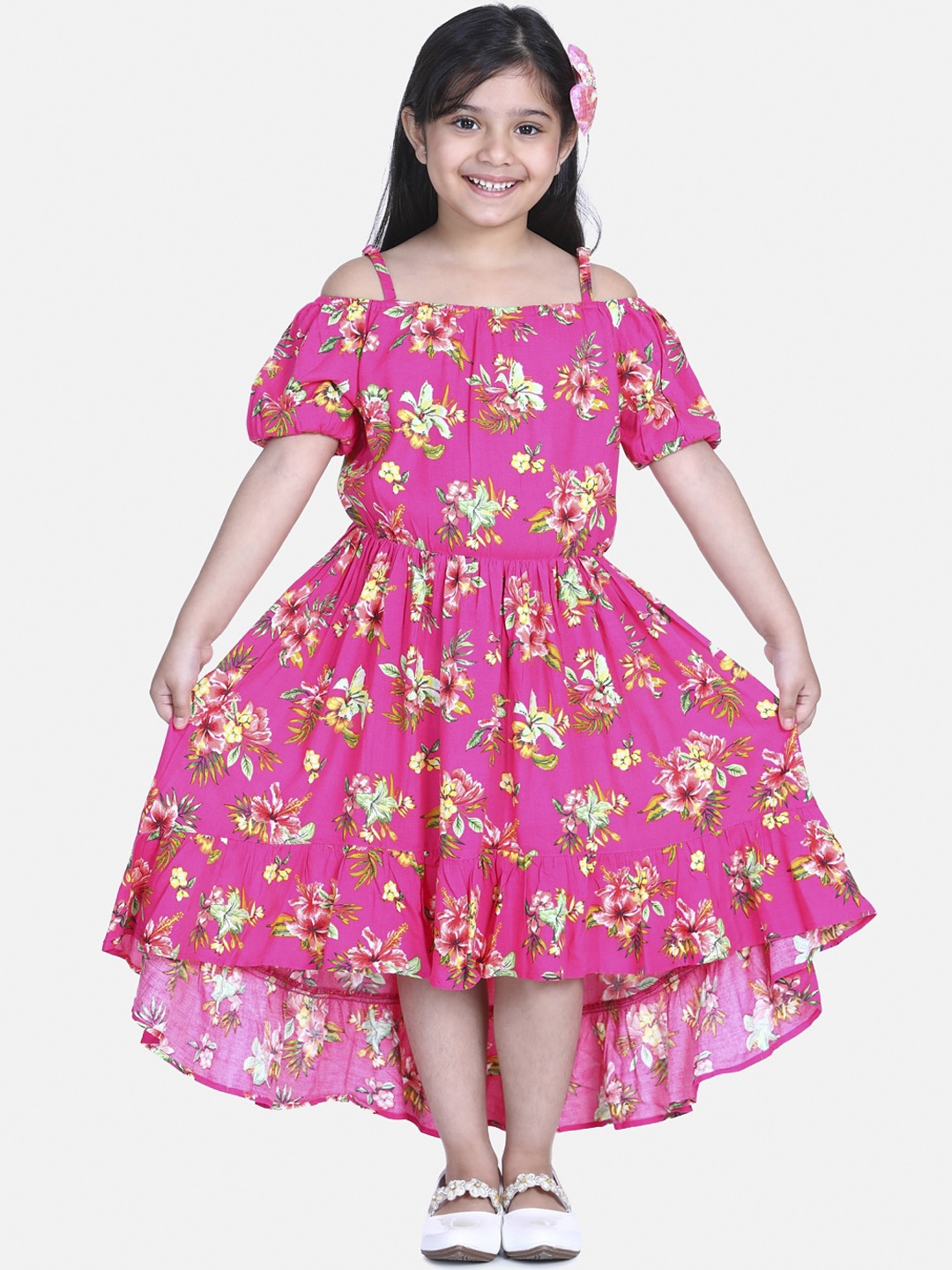 

StyleStone Fuchsia & Yellow Floral Midi Dress