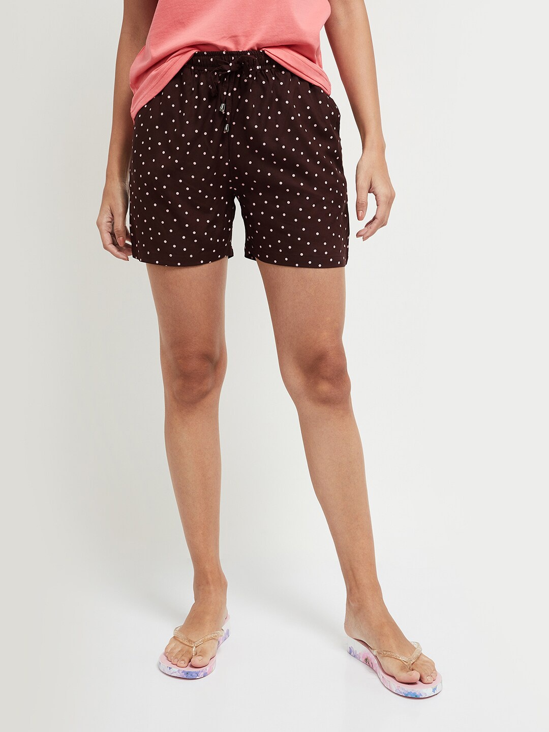 

max Women Brown & Pink Printed Lounge Shorts