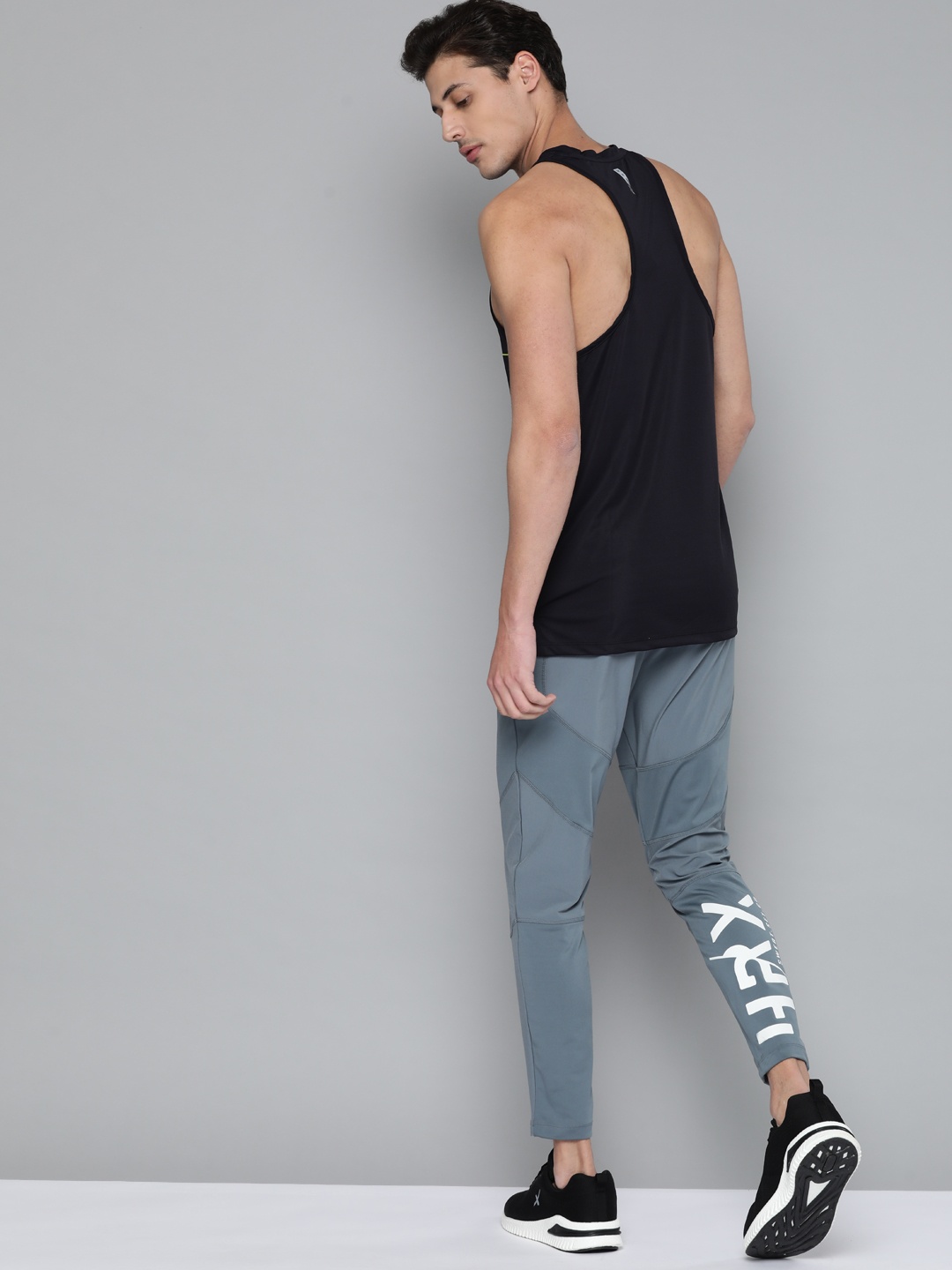 

HRX By Hrithik Roshan Training Men Pewter Rapid-Dry Brand Carrier Track Pants, Blue