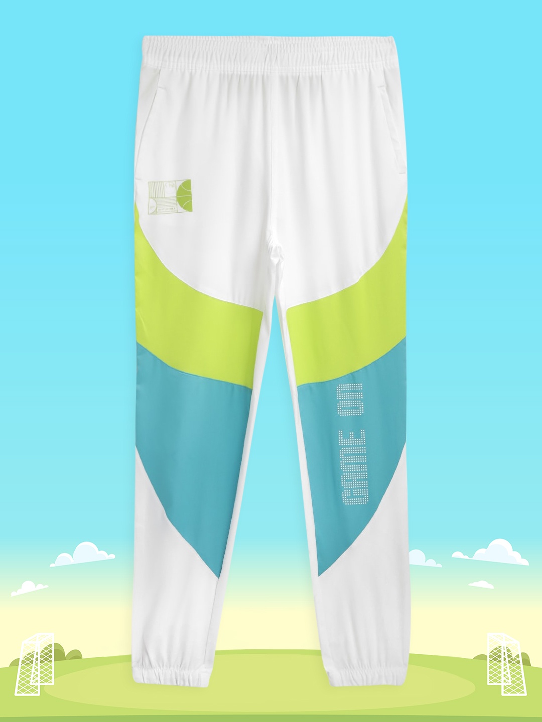 

HRX by Hrithik Roshan Girls White & Green Colourblocked Rapid-Dry Joggers