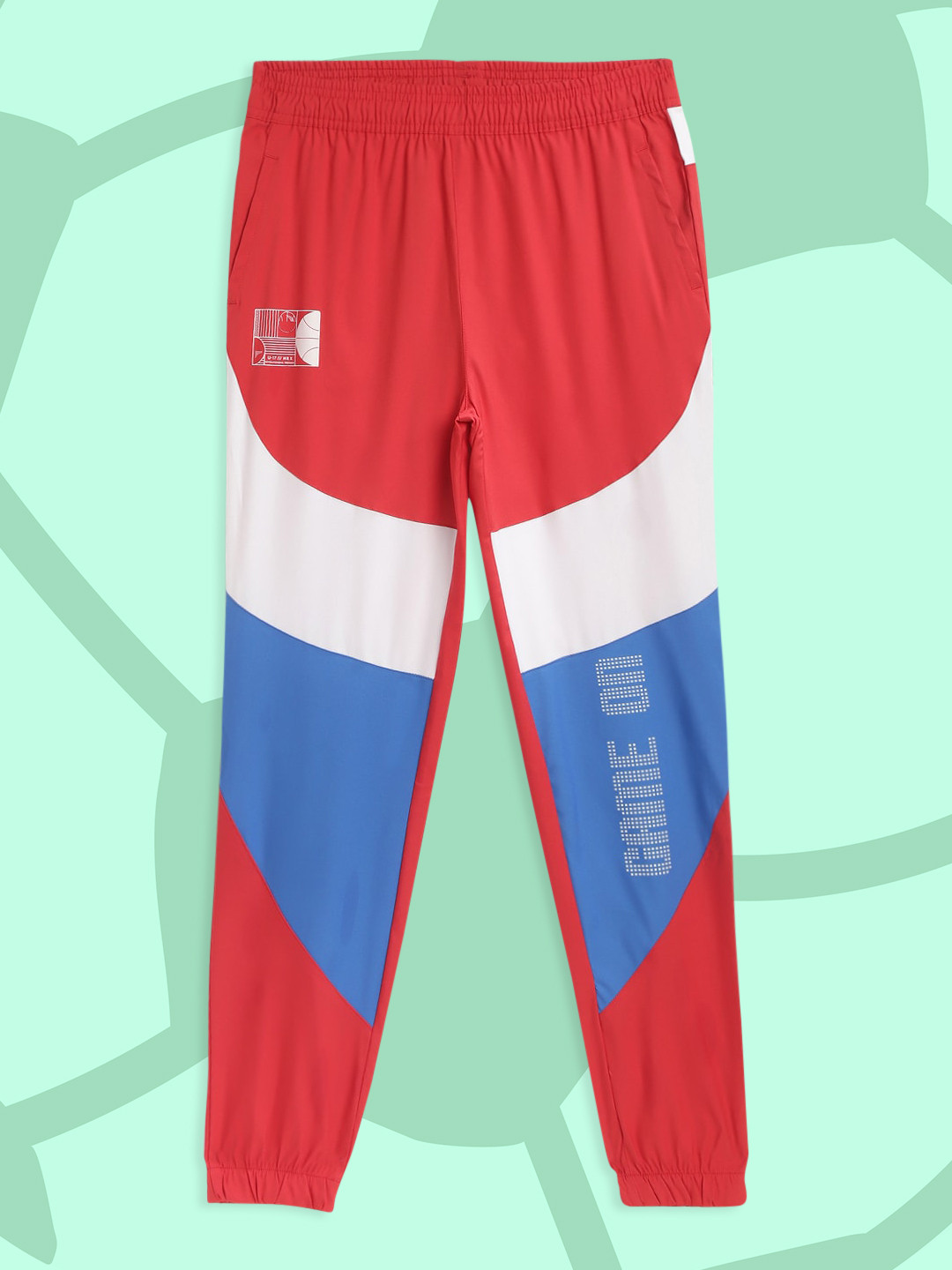 

HRX by Hrithik Roshan Girls Red & Blue Colourblocked Rapid-Dry Joggers