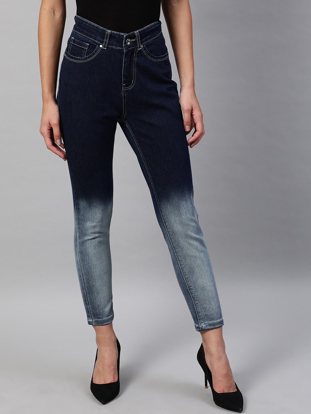 

STREET 9 Women Navy Blue Slim Fit Heavy Fade Jeans