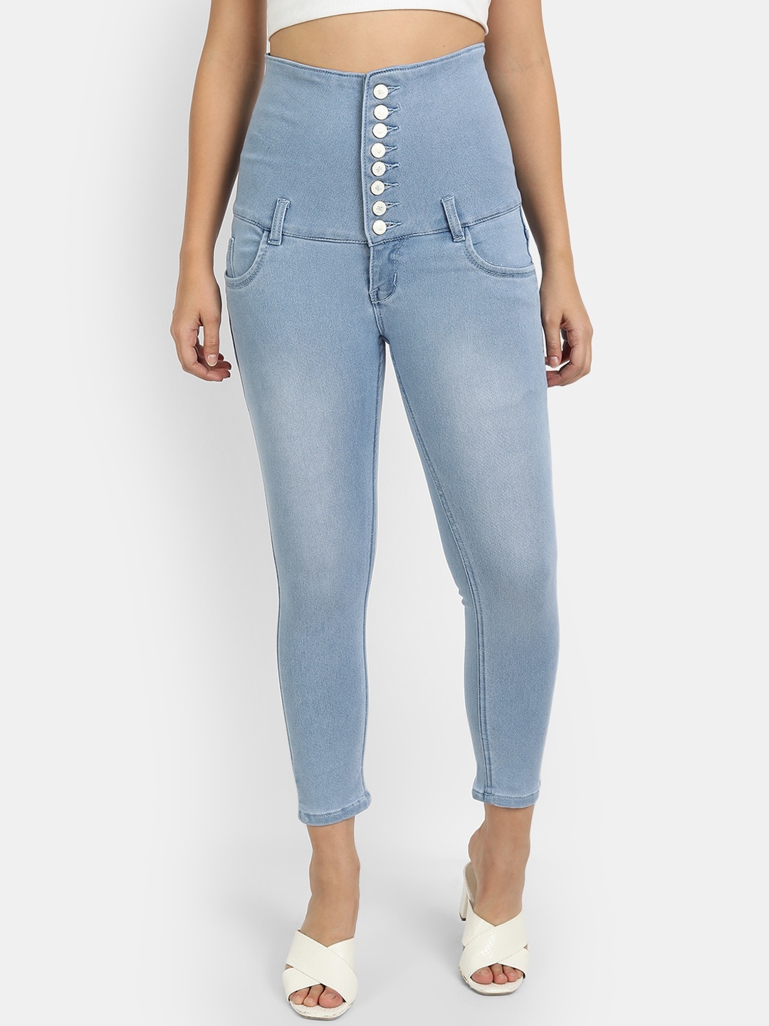 

BROADSTAR Women Blue Skinny Fit High-Rise Heavy Fade Jeans