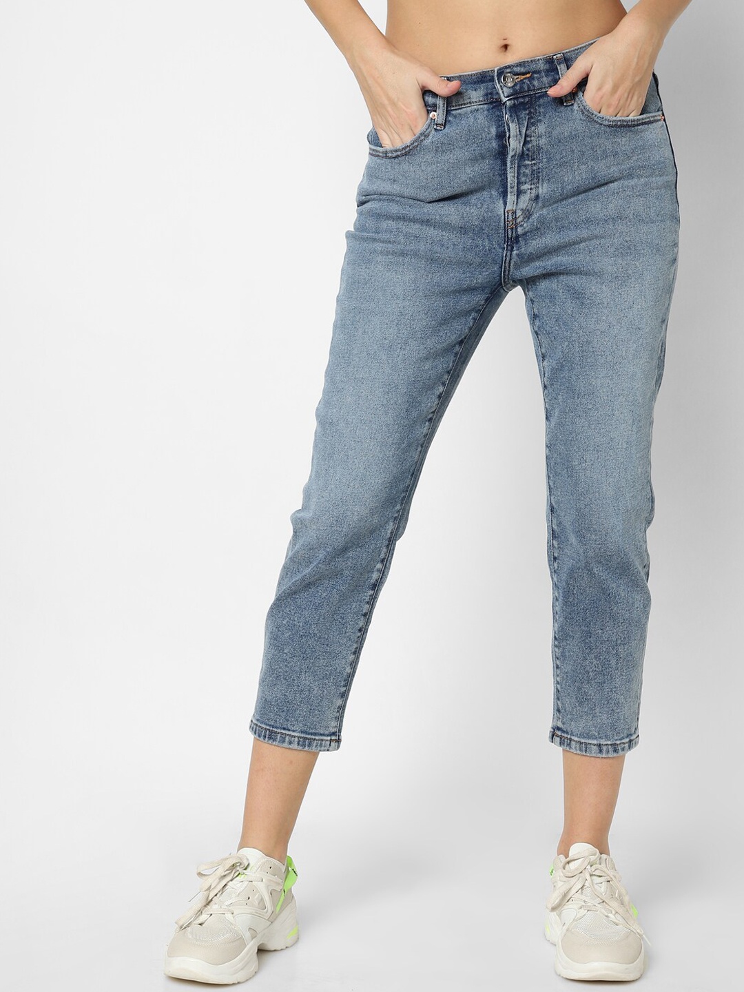 

ONLY Women Blue Slim Fit High-Rise Heavy Fade Jeans