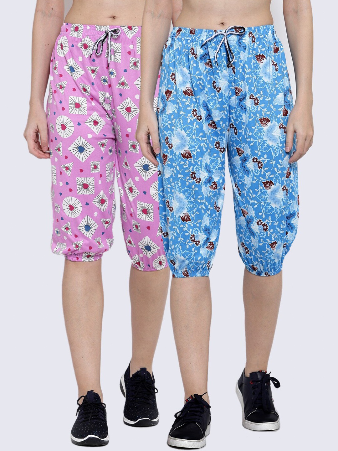 

KLOTTHE Women Pack Of 2 Multicoloured Printed Capris, Multi