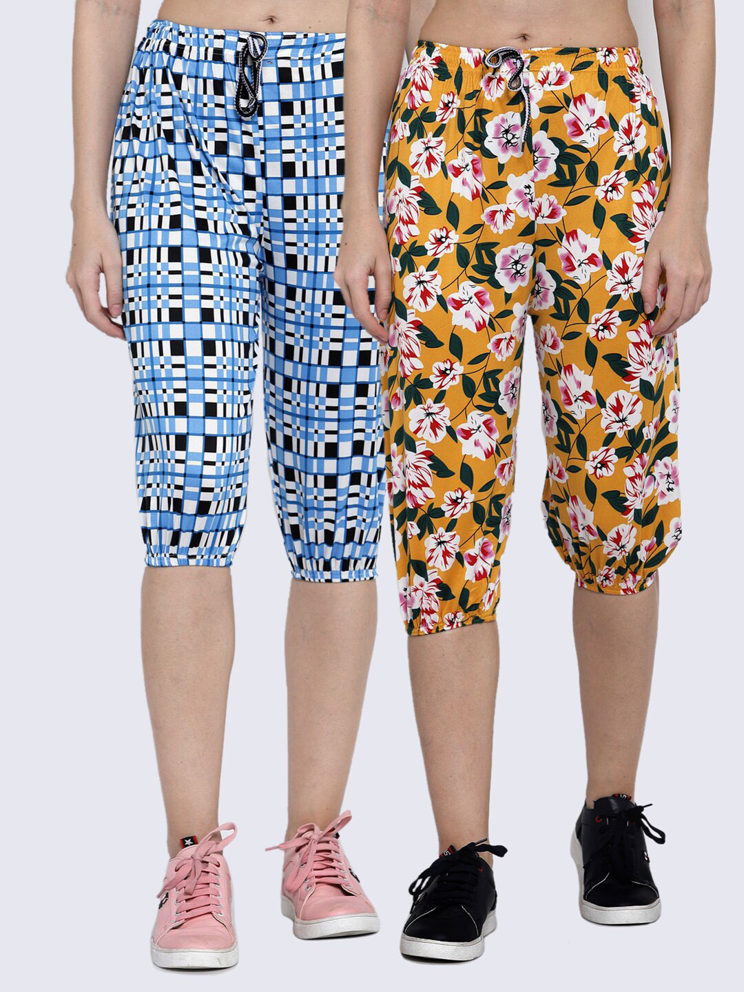 

KLOTTHE Women Pack Of 2 Multicoloured Printed Capris, Multi