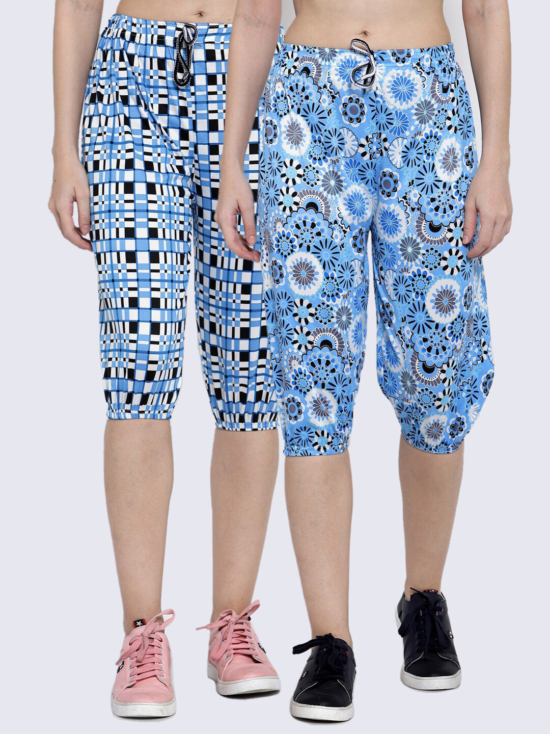 

KLOTTHE Women Pack Of 2 Multicoloured Printed Capris, Multi