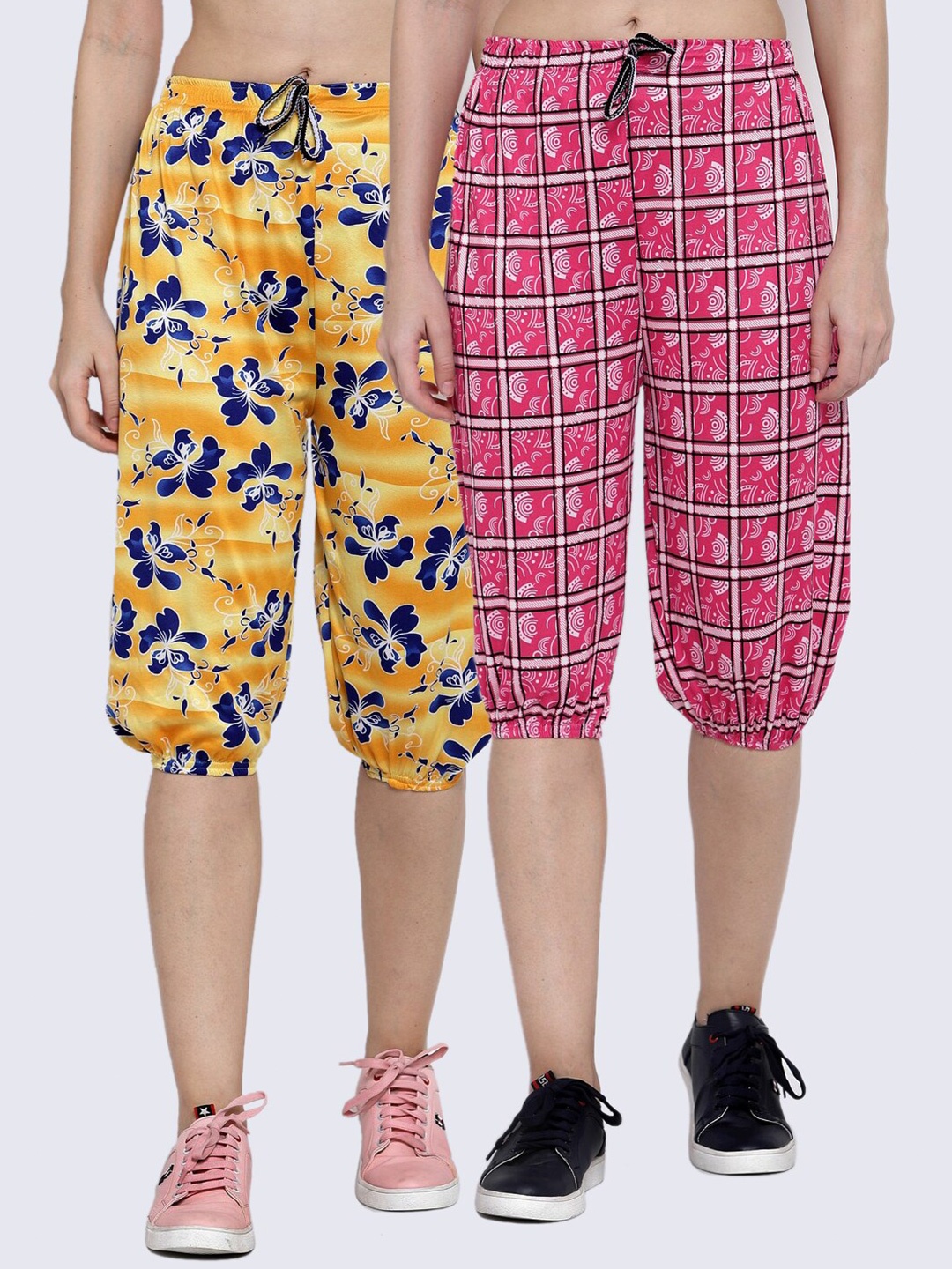 

KLOTTHE Women Pack Of 2 Multicoloured Printed Capris, Multi