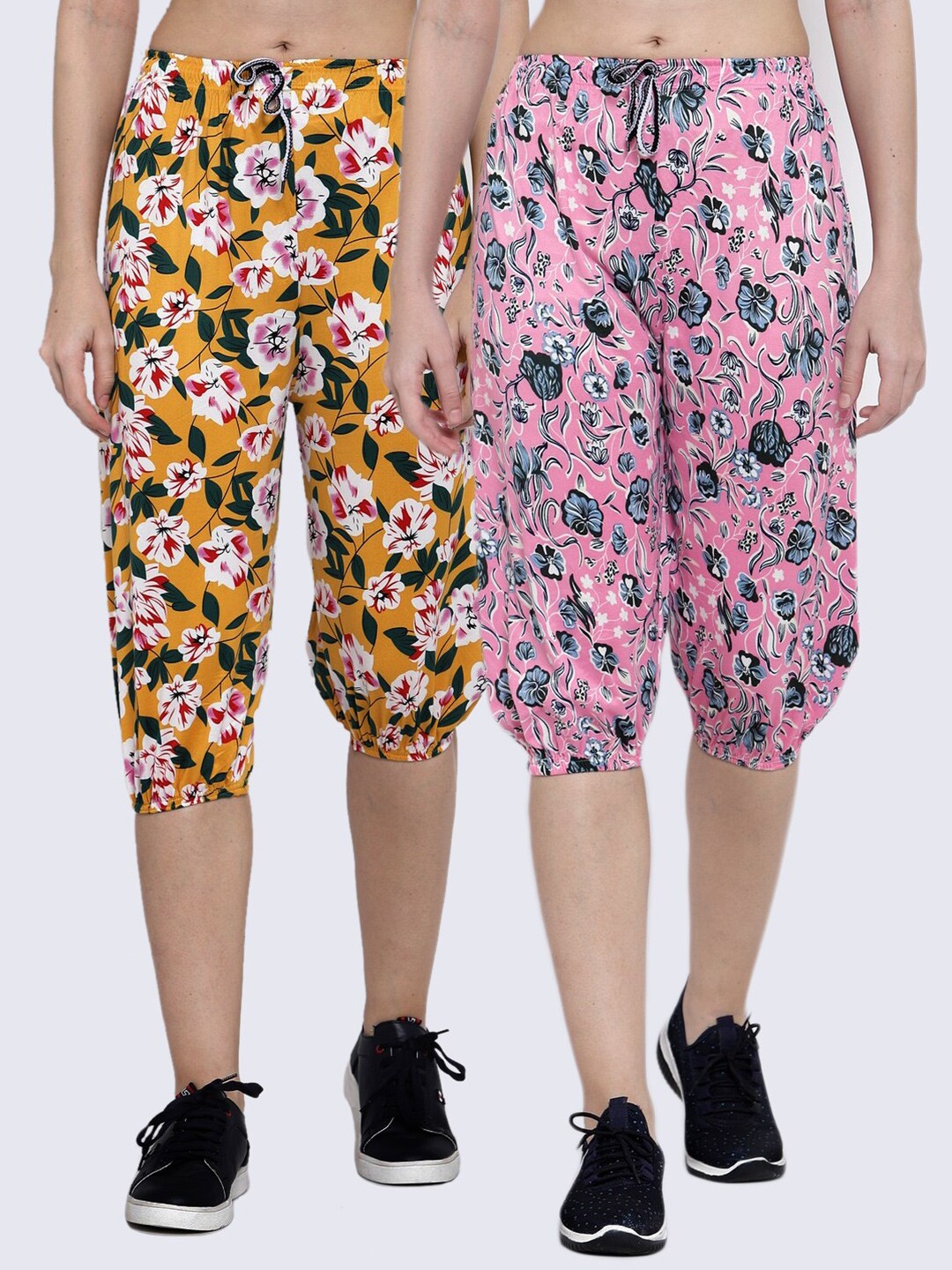 

KLOTTHE Women Pack Of 2 Multicoloured Printed Capris, Multi