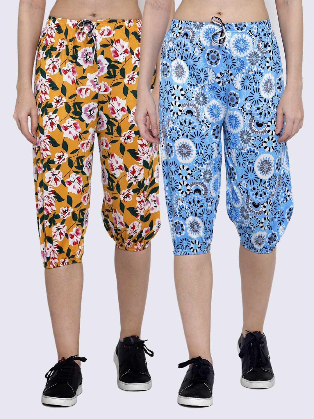 

KLOTTHE Women Pack Of 2 Multicoloured Printed Capris, Blue