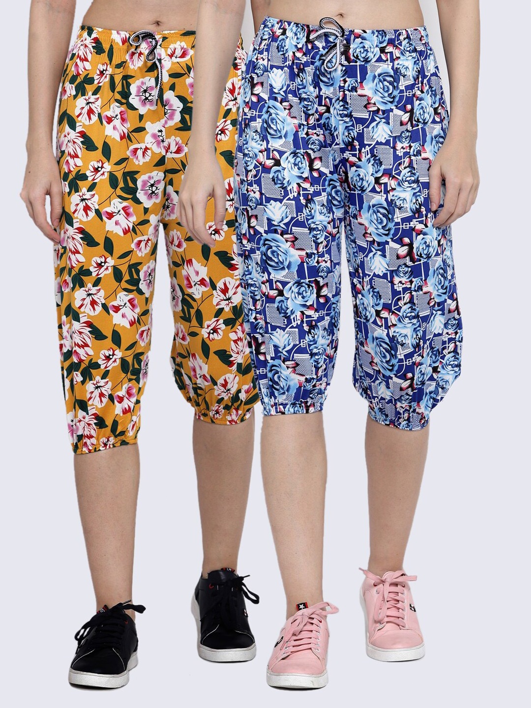 

KLOTTHE Women Pack Of 2 Multicoloured Printed Capris, Blue