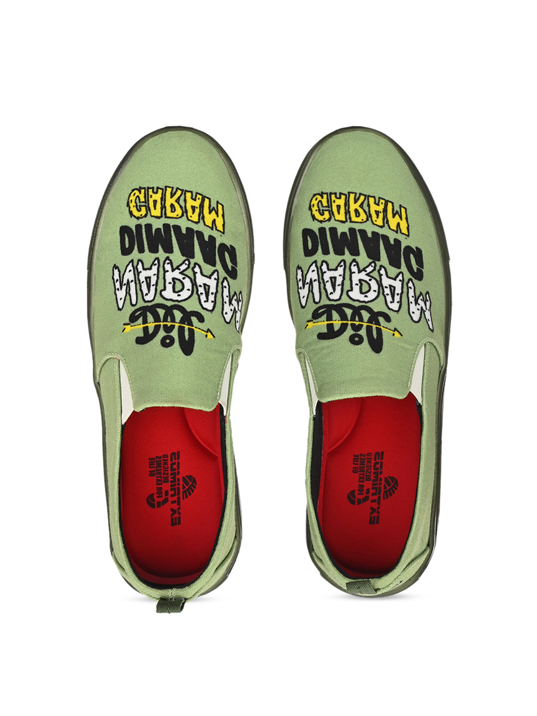 

EXTRIMOS Men Green & Black Printed Slip-On Sneakers