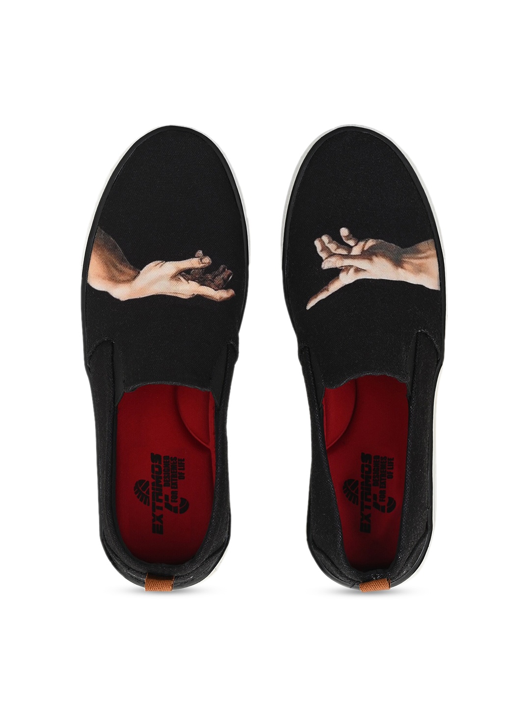 

EXTRIMOS Men Black & Beige Printed Slip-On Sneakers