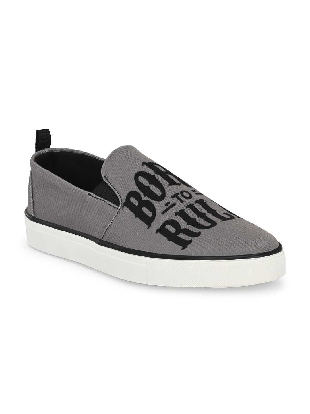 

EXTRIMOS Men Grey Printed Polycanvas Slip-On Sneakers
