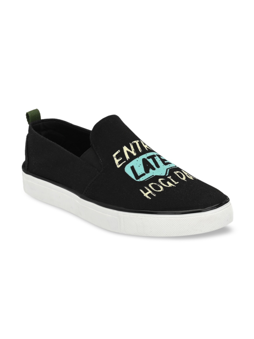 

EXTRIMOS Men Black Printed Regular Slip-On Sneakers