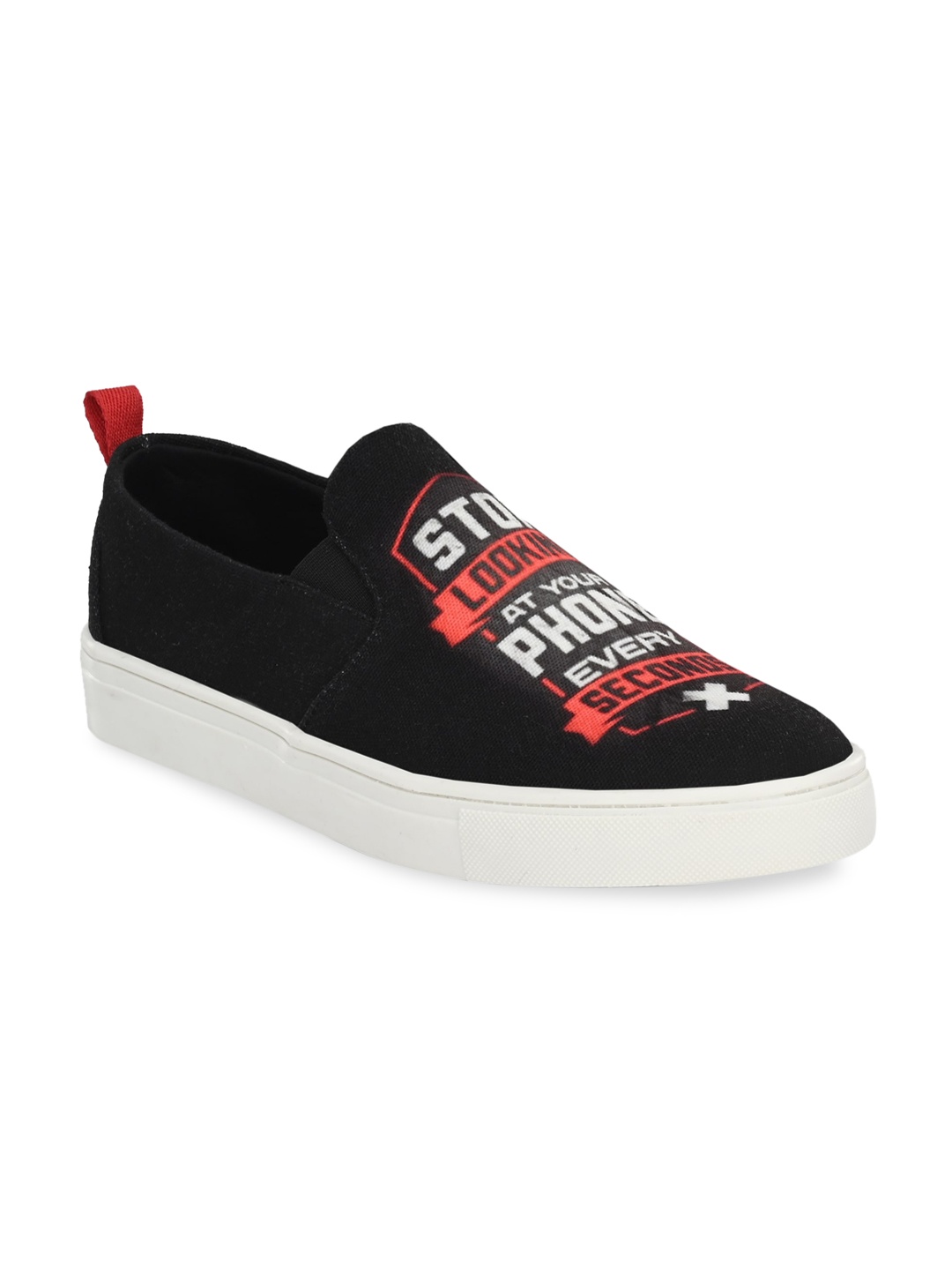 

EXTRIMOS Men Black Printed Lightweight Slip-On Sneakers