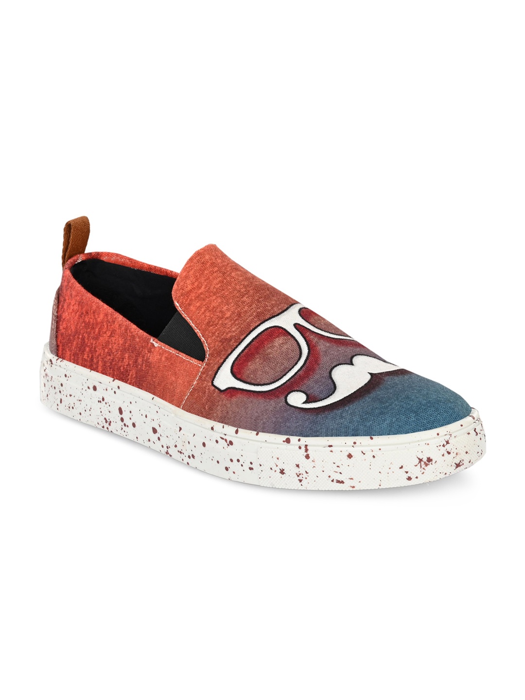 

EXTRIMOS Men Orange Printed Slip-On Sneakers