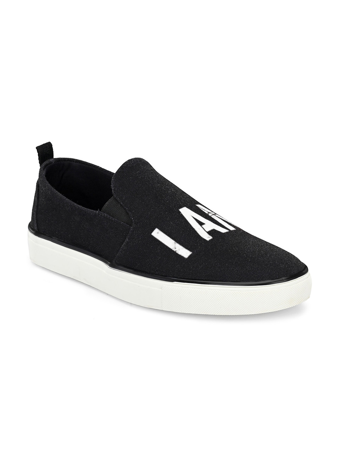 

EXTRIMOS Men Black & White Printed Slip-On Sneakers