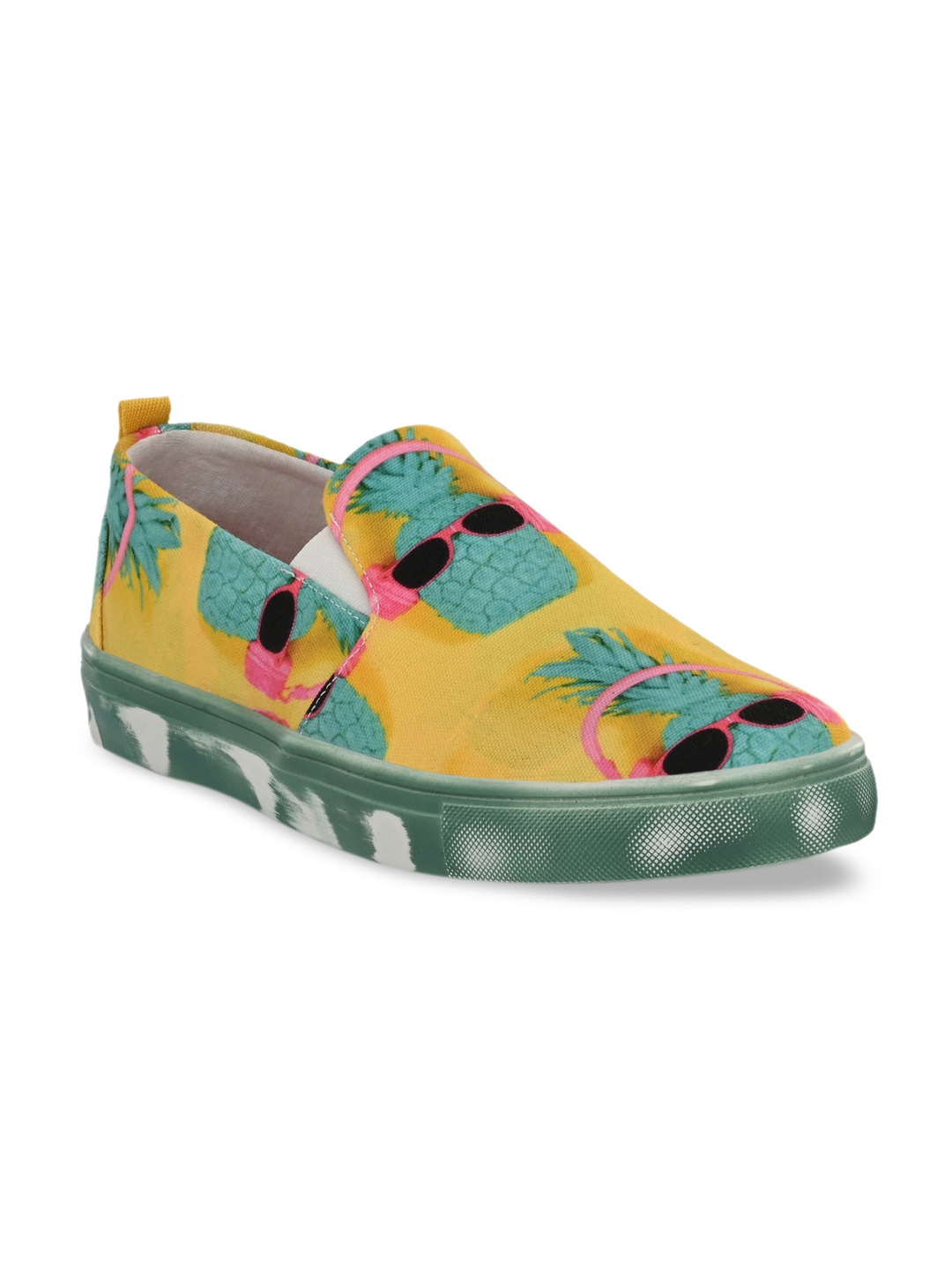 

EXTRIMOS Men Yellow Printed Slip-On Sneakers