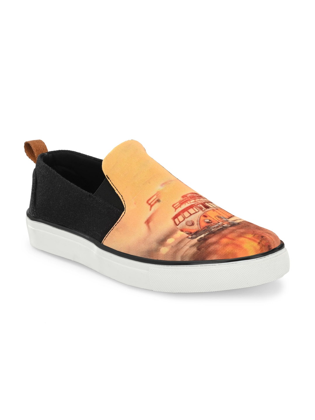 

EXTRIMOS Men Orange Printed Slip-On Sneakers