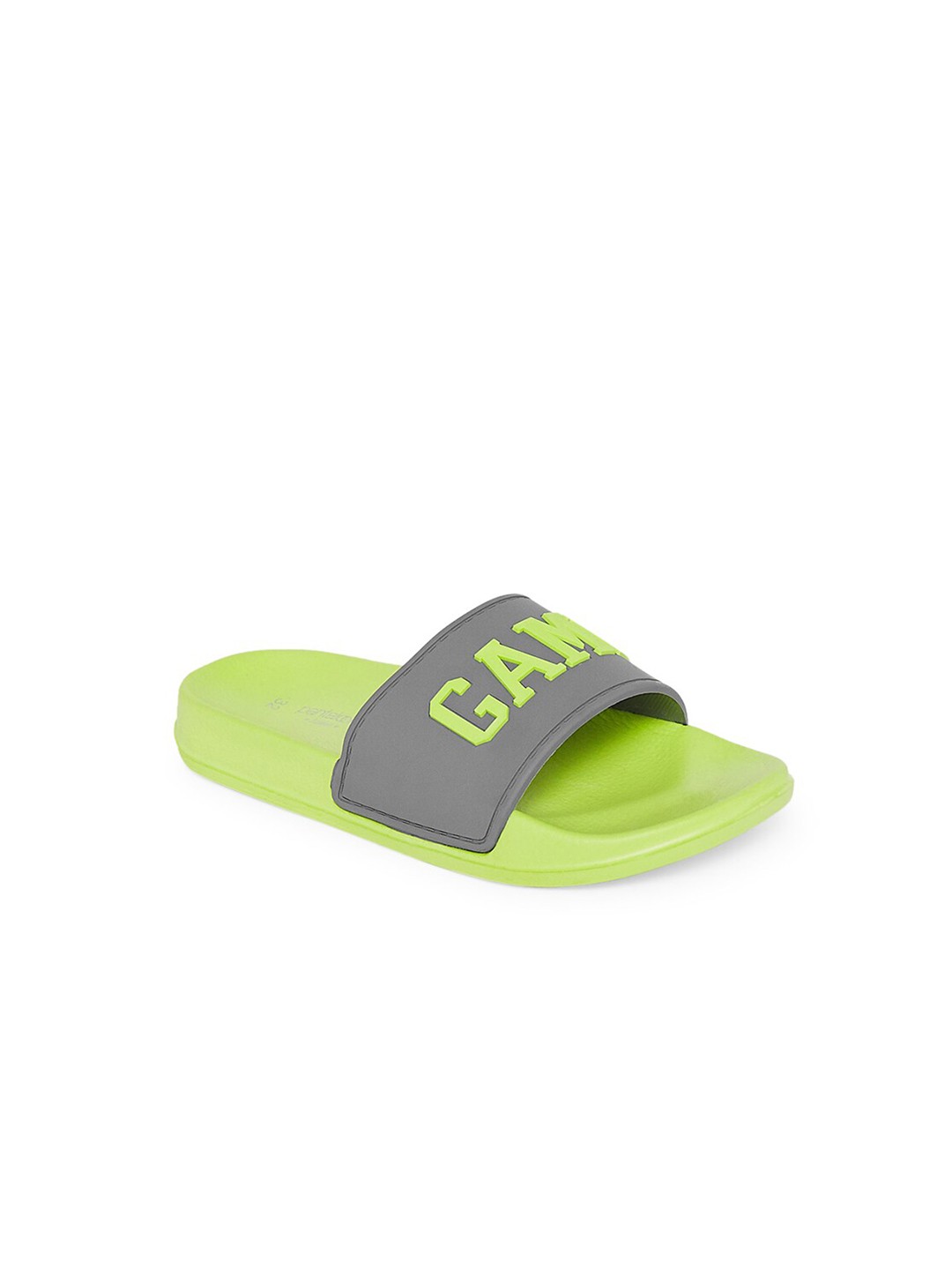 

Pantaloons Junior Boys Grey & Green Printed Sliders