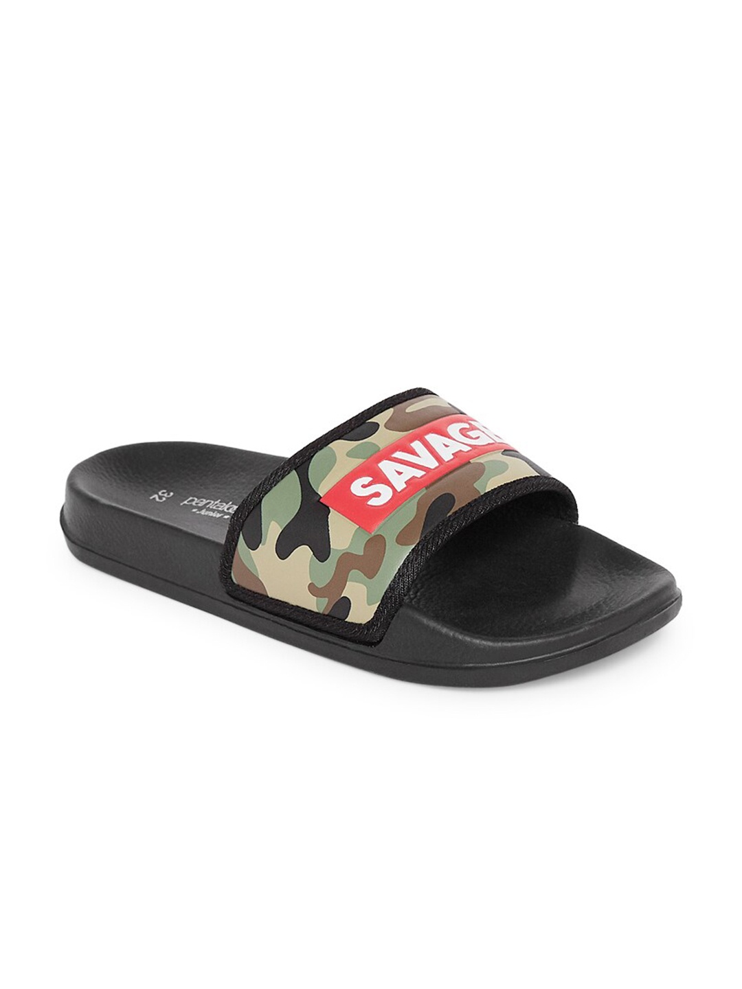 

Pantaloons Junior Boys Green & Red Printed Sliders