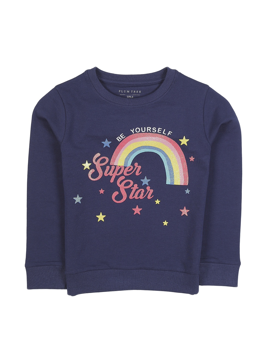 

PLUM TREE Girls Navy Blue Printed Sweatshirt