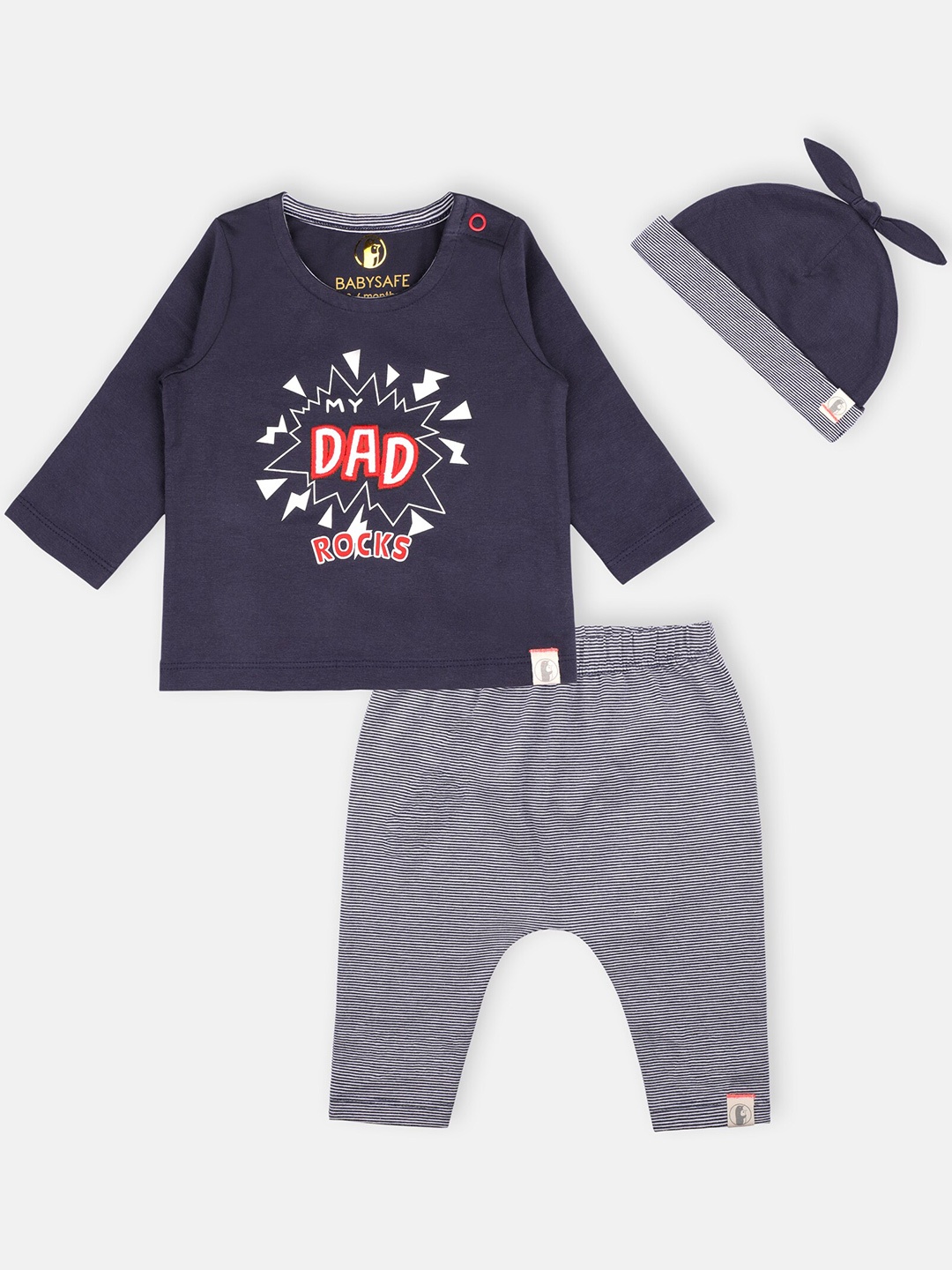 

Babysafe Boys Navy Blue & White Printed T-shirt with Pyjamas