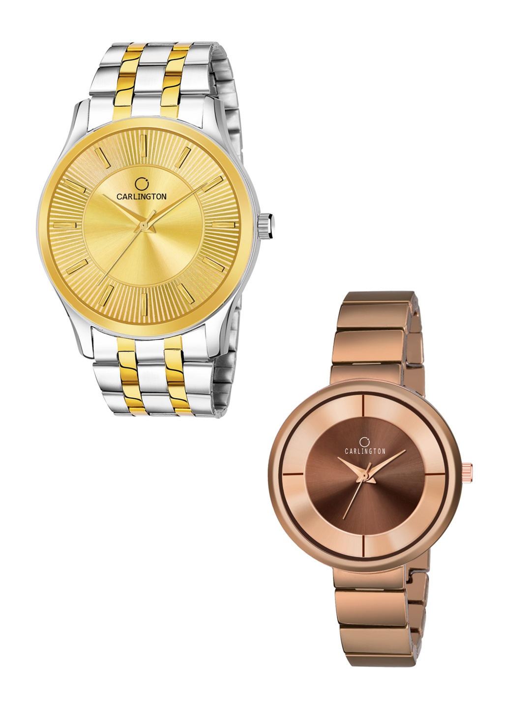 

CARLINGTON Unisex Multicoloured Dial & Stainless Steel Analogue Watch Combo, Silver
