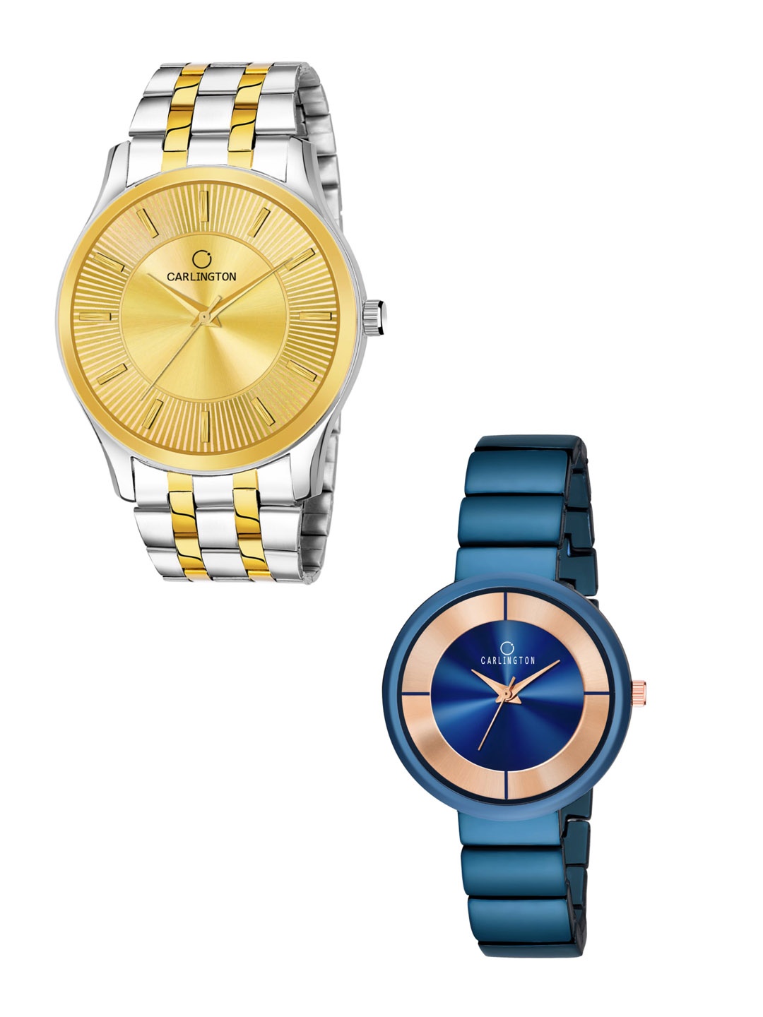 

CARLINGTON Unisex Multicoloured Dial & Stainless Steel Analogue Watch Combo, Gold