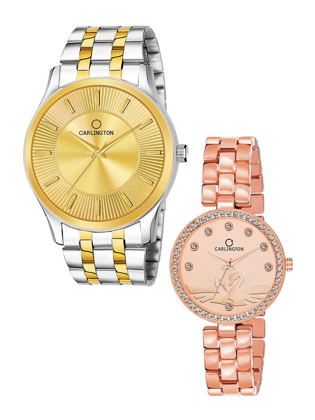 

CARLINGTON Unisex Silver & Rose Gold His & Her Analogue Watch